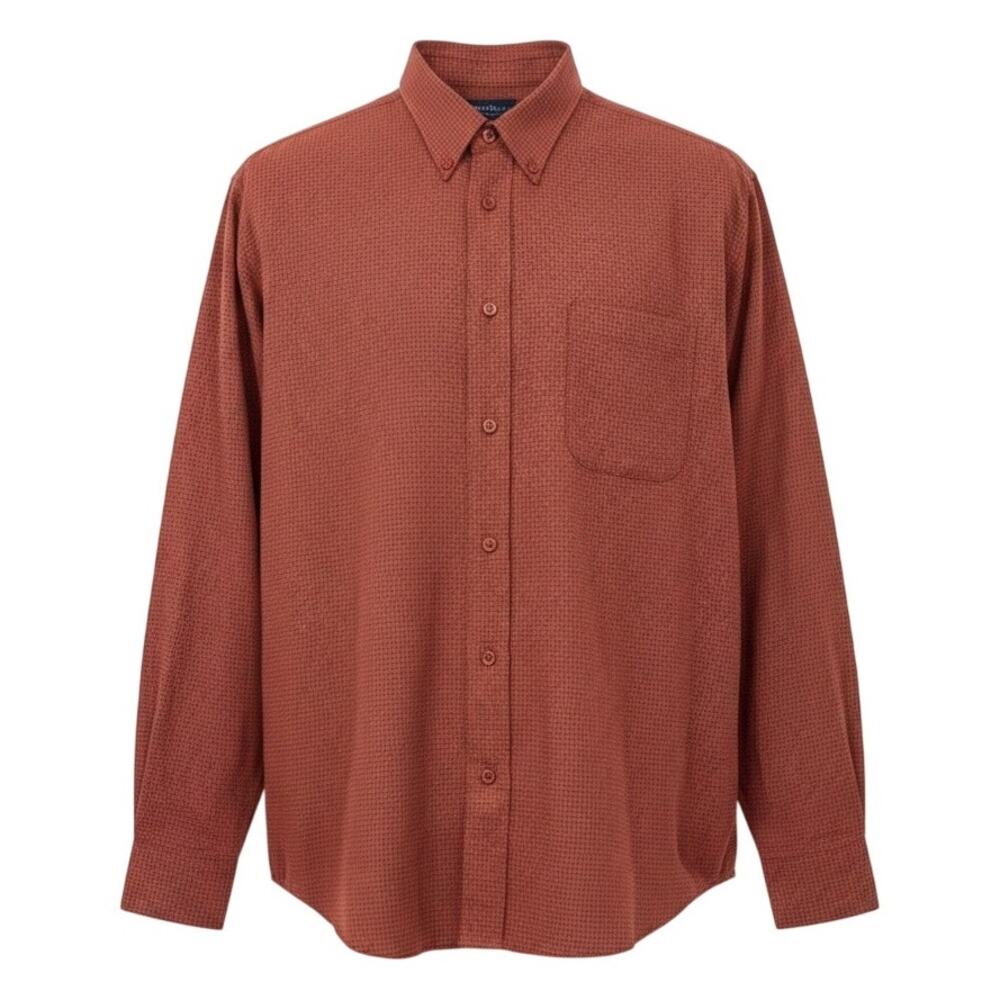 Consensus Sportswear Men's Large Red Plaid Long Sleeve Button Down Shirt Rayon